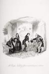 Mr. Ralph Nickleby's first visit to his poor relations, illustration from `Nicholas Nickleby' by Charles Dickens (1812-70) published 1839 (litho)