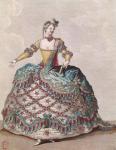 Costume for an Indian woman for the opera ballet 'Les Indes Galantes' by Jean-Philippe Rameau (1683-1764) c.1735 (coloured engraving)