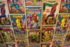 Wallpaper display created from covers of Marvel Comics, The Hulk, Iron-Man, Spider-Man, X-Men, Captain America & Thor (photo)