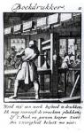 The Book Printer, from the trade book 'Iets voor Allen' by Abraham van St. Clara, 1736 (engraving)