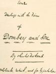 Title page to manuscript of Dombey and Son in Charles DIckens own hand writing. Charles John Huffam Dickens, 1812 1870. English writer and social critic. From The Strand Magazine, published 1896. (litho)