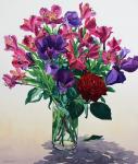 Flowers with Red Rose (watercolour on paper)
