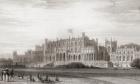 Eaton Hall, Cheshire, England in the early 19th century. From Churton's Portrait and Lanscape Gallery, published 1836.