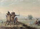 Snake Indians Testing Bows, 1837 (w/c on paper)