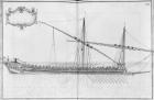 Building, equipping and launching of a galley, plate XXI (pencil & w/c on paper) (b/w photo)