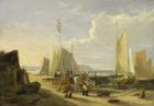 A Harbour Scene in the Isle of Wight, looking towards the Needles, 1824 (oil on panel)