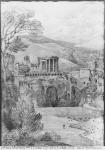 Temple of the Sibyl, Tivoli (black pencil on paper) (b/w photo)