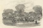 The Queen's Stag Hounds: The Meet, Aylesbury Vale, from 'The Illustrated London News', 5th December 1846 (engraving)