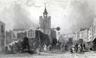 High St. with the Church of St. Nicholas, Colchester, Essex, engraved by Charles Mottram, 1831 (engraving)