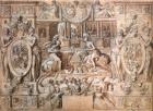 Tournament on the Occasion of the Marriage of Catherine de Medici (1519-89) and Henri II (1519-59) in 1533 (pen & in on paper)