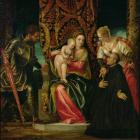 Virgin and Child between St. Justine and St. George, with a Benedictine monk (oil on canvas)