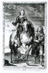 Equestrian portrait of Oliver Cromwell (1599-1658) engraved by Pierre Lombart (1612-80) (engraving) (b/w photo)