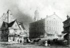 Faneuiel Hall, Boston (engraving) (b/w photo)