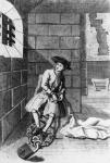 Jack Shepperd in Newgate Prison, 1724 (etching) (b/w photo)