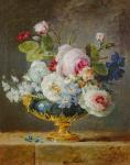 Flowers in a blue vase, 1782 (oil on canvas)