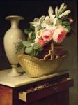 Bouquet of Lilies and Roses in a Basket, 1814 (oil on canvas)