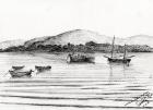 Boats off Iona, 2007, (ink on paper)