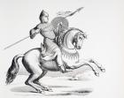 A Norman Knight dressed in Chain Mail and Helmet carrying Spear and Shield, 1873 (litho)