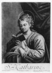 St. Catherine, engraved by John Smith (c.1652-1742) (litho) (b/w photo)