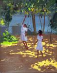 Reaching for Oranges, Bentota, Sri Lanka, 1998 (oil on canvas)