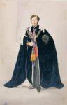HRH Albert Edward, Prince of Wales (future Edward VII) in Robes of the Garter at his wedding, 1863 (litho) (pair of 75989)