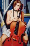 Woman with Cello (oil on canvas)
