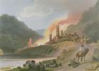 Iron Works, Coalbrook Dale, from 'Romantic and Picturesque Scenery of England and Wales', 1805 (colour litho)