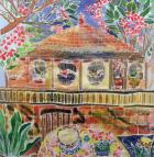 Lotus Cafe, Ubud, Bali, 2002 (coloured ink on silk)