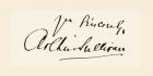 Signature of Sir Arthur Seymour Sullivan, 1842 1900. English composer best known for his operatic collaborations with W. S. Gilbert. From The Strand Magazine published 1897.