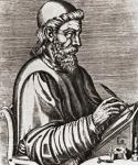 Bede, 672/673  735, aka Saint Bede or the Venerable Bede. English monk. After the engraving from André Thevet's Portraits et Vies des Hommes Illustres, 1584. From Impressions of English Literature, published 1944.