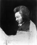 Unfinished Portrait of Wolfgang Amadeus Mozart (1756-91) (b/w photo)