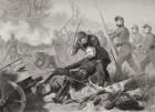 Death of General Isaac Stevens (1818-62) during the attack on Chantilly, Viriginia 1862 (litho)