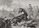 Death of General Isaac Stevens (1818-62) during the attack on Chantilly, Viriginia 1862 (litho)