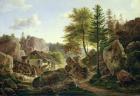 A Watermill in the Vosges near Ribanville, 1836 (oil on canvas)