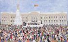 Crowds around the Palace, 1995 (w/c)