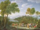 An Extensive Italianate Landscape with a Sacrifice, 1728 (oil on canvas)