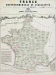 Governmental and Legislative Map of France, printed by Ledoyen & Giret, Paris, 1852 (litho)