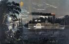 RL 27835 Rounding a Bend on the Mississippi Steamboat Queen of the West (litho)