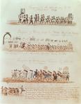 St. Patrick's Day procession in 1837 and processions for Henry Clay, Governor Francis Schunk and James Polk in 1844 (ink and w/c on paper)