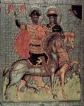 St. Boris and St. Gleb Mounted, c.1377 (tempera on panel)