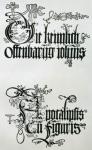 Inscriptions in Gothic script, the lower from the titlepage from 'Nine Sheets from the Apocalypse', pub. 1498 (woodcut)