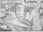 Detail (right side) of the plan of Kensington Palace by Joshua Rhodes, 1764 (engraving)