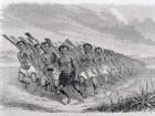 Maori Warriors Performing a War Dance, illustration from 'The Return to the World' (engraving)