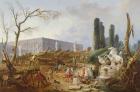 Tree Felling in the Garden of Versailles around the Baths of Apollo, 1775-77 (oil on canvas)