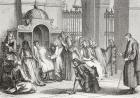 People in church gathered around the priest, waiting to make their confession, after a work by Bernard Picart, from 'XVIII Siecle Institutions, Usages et Costumes', published 1875 (litho)