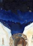 Night the angel got his wings, 2014, (oil & gold leaf on card)
