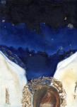 Night the angel got his wings, 2014, (oil & gold leaf on card)