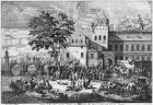 The Beaucaire Fair (engraving) (b/w photo)