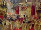 Study for the Coronation of Tsar Nicholas II (1868-1918) and Tsarina Alexandra (1872-1918) at the Church of the Assumption, Moscow, 14th may 1896 (oil on canvas)