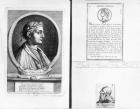 Portraits of Horace (65-8 BC) Scipio Aemilianus (Africanus Minor) (185-129 BC) and Plautus (c.254-184 BC) (engraving) (b/w photo)